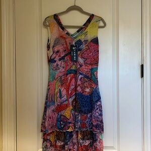 Medium Abstract dress. Double ruffle bottom.  Size medium.  New.
